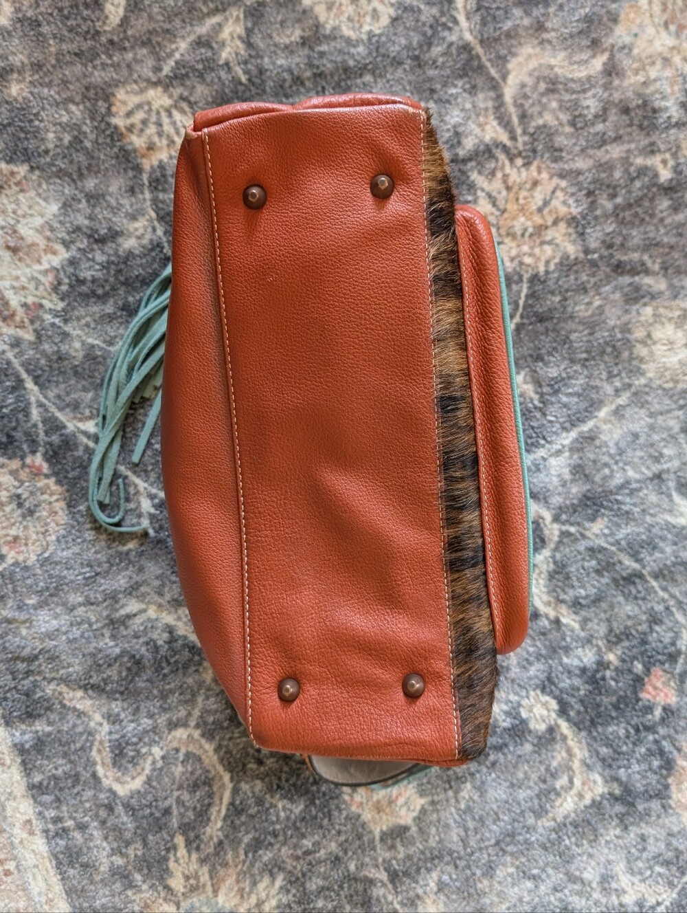 Ariat Fringe Brown & Turquoise Women’s Shoulder Bag Purse Tote Concealed Carry - Picture 4 of 11